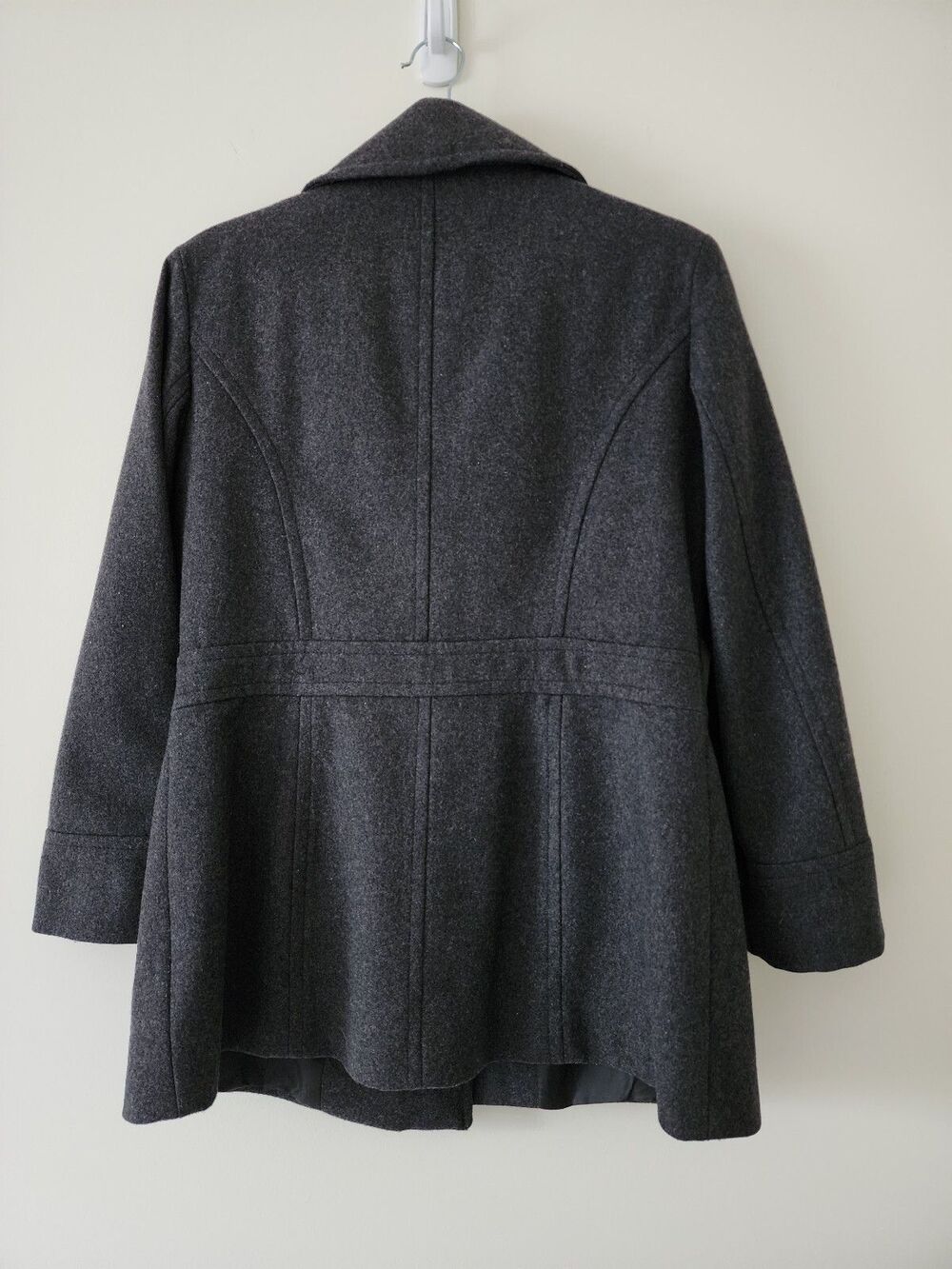 Michael Michael Kors Grey Wool Pea Coat Size S WPL7888 Double Breasted Jacket - Picture 3 of 11